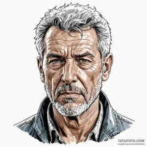 Graphic novel style portrait of a grizzled, o... - эскиз тату (№1750439441_1, 20.06.2025 17:10) — Tatufoto.com