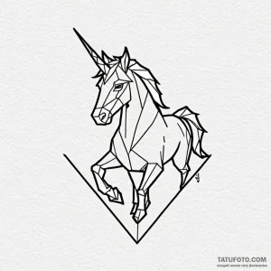 Linework tattoo design of the origami unicorn... - эскиз тату (№1750440082_0, 20.06.2025 17:21) — Tatufoto.com