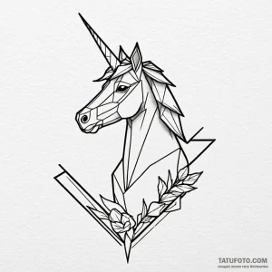 Linework tattoo design of the origami unicorn... - эскиз тату (№1750440082_1, 20.06.2025 17:21) — Tatufoto.com