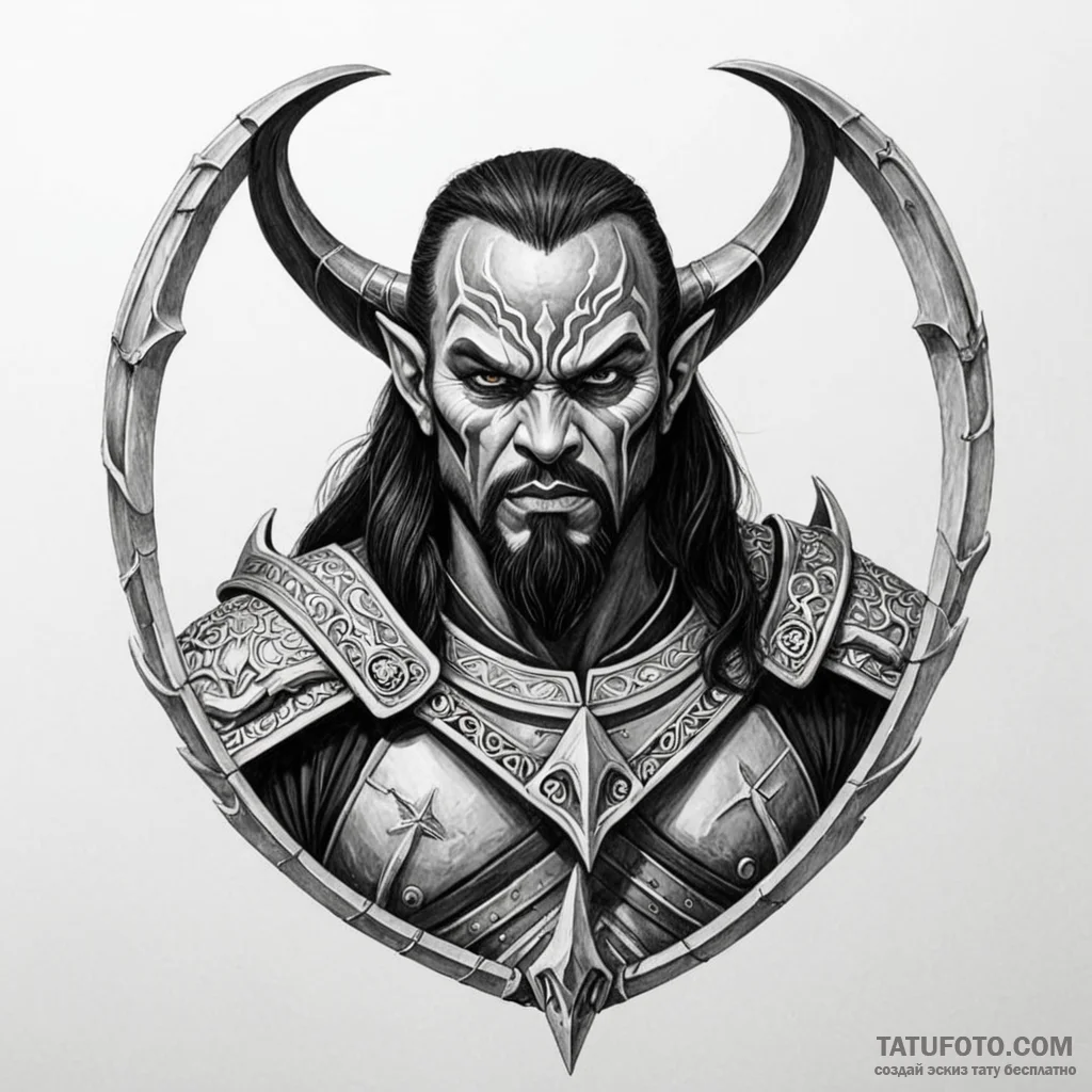 A neo-traditional portrait of a klingon warri... - эскиз тату (№1750440246_1, 20.06.2025 17:24) — Tatufoto.com