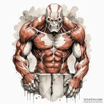 A watercolor tattoo of the colossal titan pee… — эскиз тату (№1750440325_1, 20.06.2025 17:25) — Tatufoto.com