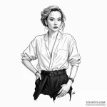 A neo-traditional tattoo of villanelle from k… — эскиз тату (№1750441054_0, 20.06.2025 17:37) — Tatufoto.com