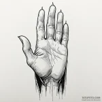 A linework tattoo of the white hand of saruma… — эскиз тату (№1750441134_0, 20.06.2025 17:38) — Tatufoto.com