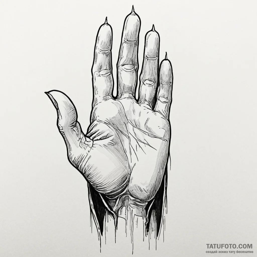 A linework tattoo of the white hand of saruma... - эскиз тату (№1750441134_0, 20.06.2025 17:38) — Tatufoto.com