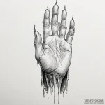 A linework tattoo of the white hand of saruma… — эскиз тату (№1750441134_1, 20.06.2025 17:38) — Tatufoto.com