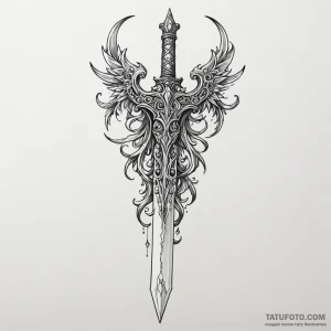 A neo-traditional design of a crysknife, orna... - эскиз тату (№1750442102_0, 20.06.2025 17:55) — Tatufoto.com