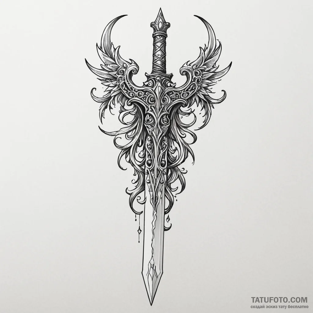 A neo-traditional design of a crysknife, orna... - эскиз тату (№1750442102_0, 20.06.2025 17:55) — Tatufoto.com
