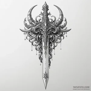 A neo-traditional design of a crysknife, orna... - эскиз тату (№1750442102_1, 20.06.2025 17:55) — Tatufoto.com