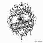 A linework tattoo of the cursed videotape, wi… — эскиз тату (№1750442855_0, 20.06.2025 18:07) — Tatufoto.com