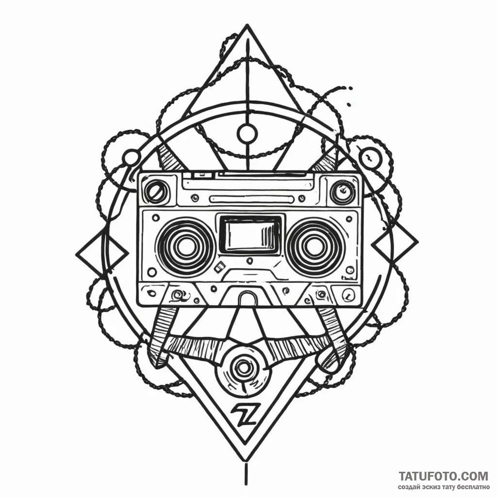 A linework tattoo of the cursed videotape, wi... - эскиз тату (№1750442855_1, 20.06.2025 18:07) — Tatufoto.com