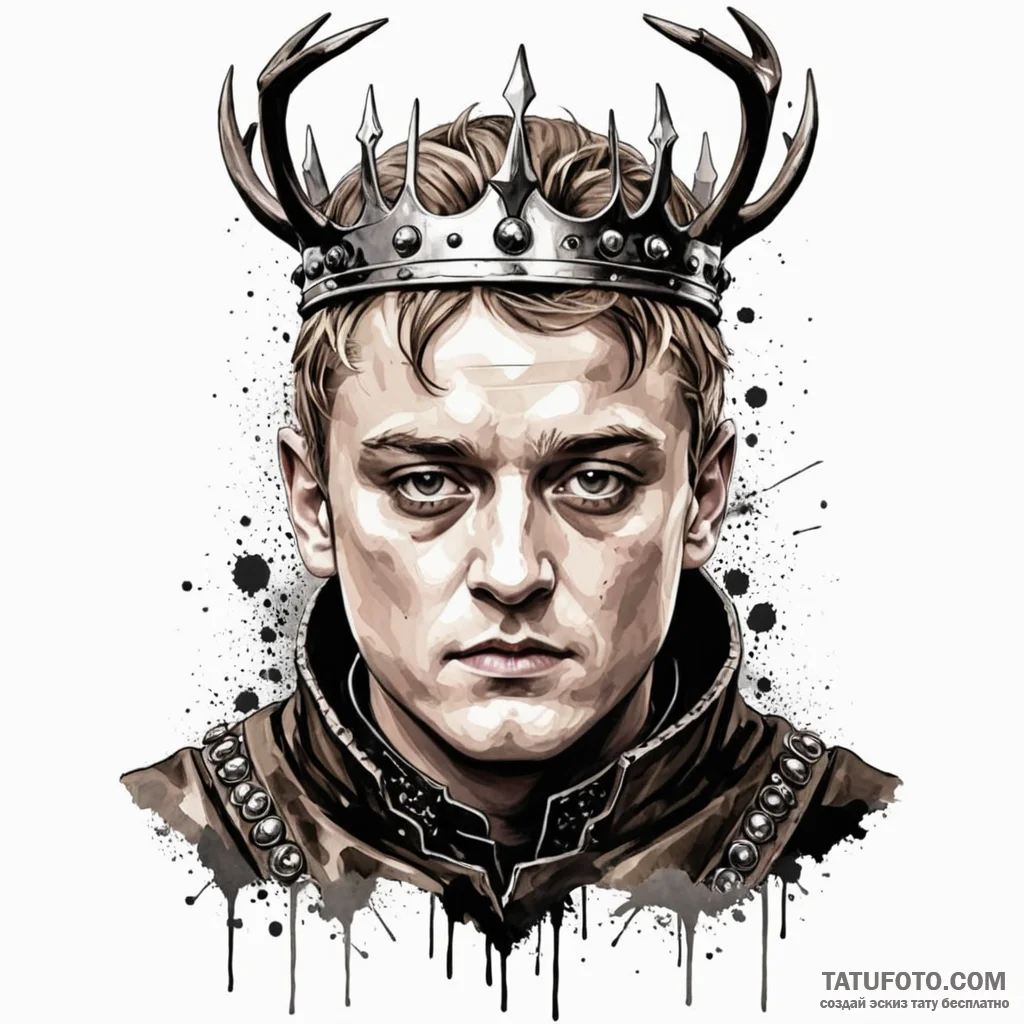A trash polka portrait of joffrey baratheon,... - эскиз тату (№1750443021_0, 20.06.2025 18:10) — Tatufoto.com