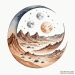 Watercolor sketch of the twin moons of arraki… — эскиз тату (№1750443668_1, 20.06.2025 18:21) — Tatufoto.com