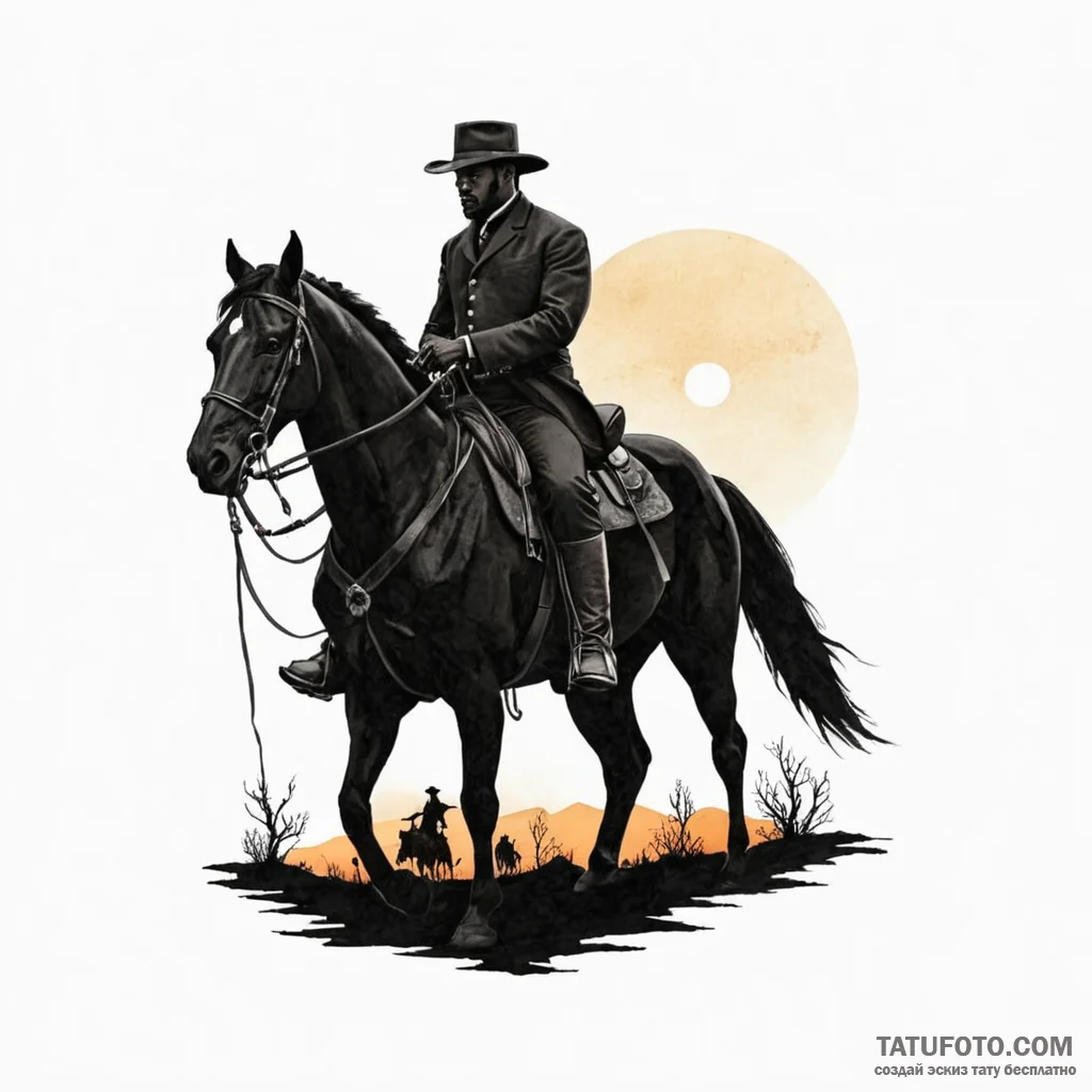 A sketch of django from django unchained, on... - эскиз тату (№1750444653_1, 20.06.2025 18:37) — Tatufoto.com