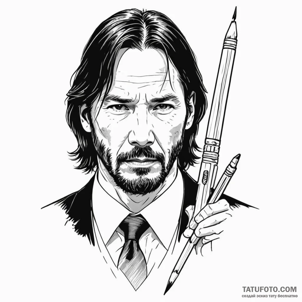 A linework tattoo of a "gold pencil" from the... - эскиз тату (№1750444816_0, 20.06.2025 18:40) — Tatufoto.com