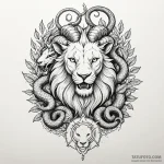 A dotwork design of a chimera, combining a li… — эскиз тату (№1750445542_0, 20.06.2025 18:52) — Tatufoto.com