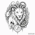 A dotwork design of a chimera, combining a li… — эскиз тату (№1750445542_1, 20.06.2025 18:52) — Tatufoto.com
