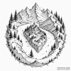 A minimalist tattoo of the path of the fellow... - эскиз тату (№1750445624_1, 20.06.2025 18:53) — Tatufoto.com