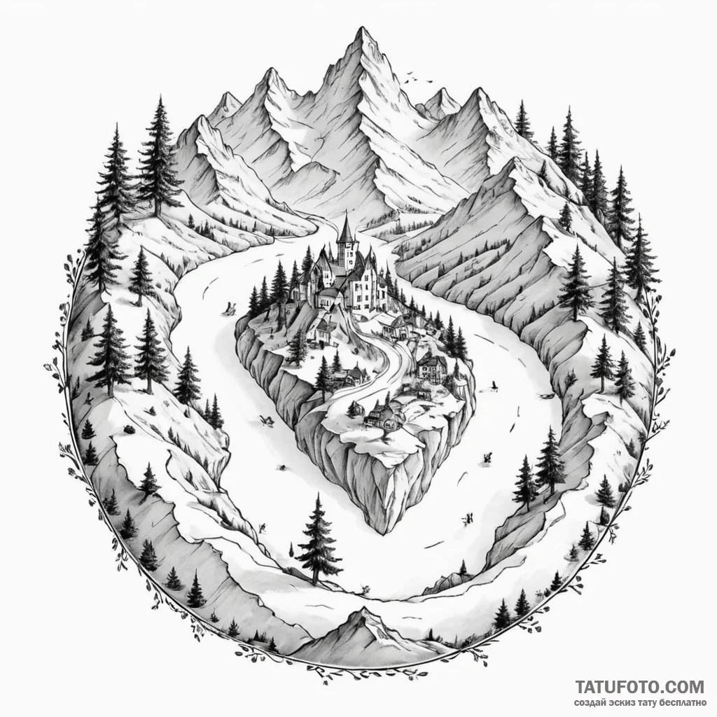 A minimalist tattoo of the path of the fellow... - эскиз тату (№1750445624_1, 20.06.2025 18:53) — Tatufoto.com