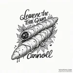 A chicano lettering tattoo of «leave the gun…. — эскиз тату (№1750446350_0, 20.06.2025 19:05) — Tatufoto.com