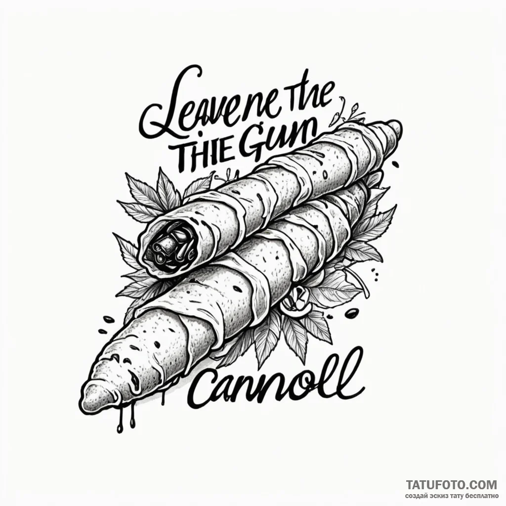 A chicano lettering tattoo of "leave the gun.... - эскиз тату (№1750446350_0, 20.06.2025 19:05) — Tatufoto.com