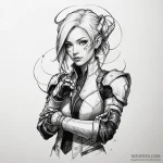 A neo-traditional portrait of vi from arcane,… — эскиз тату (№1750446438_0, 20.06.2025 19:07) — Tatufoto.com