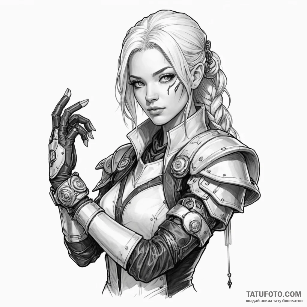 A neo-traditional portrait of vi from arcane,... - эскиз тату (№1750446438_1, 20.06.2025 19:07) — Tatufoto.com