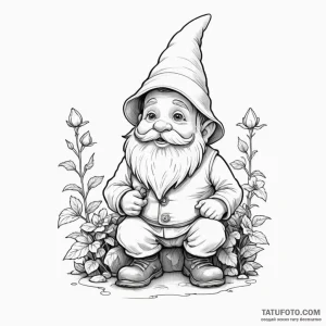 A sketch of the travelling garden gnome from... - эскиз тату (№1750446520_0, 20.06.2025 19:08) — Tatufoto.com