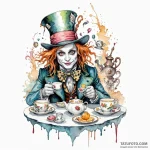 A watercolor tattoo of the mad hatter’s tea p… — эскиз тату (№1750447085_0, 20.06.2025 19:18) — Tatufoto.com