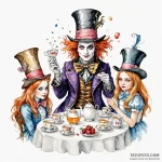 A watercolor tattoo of the mad hatter’s tea p… — эскиз тату (№1750447085_1, 20.06.2025 19:18) — Tatufoto.com