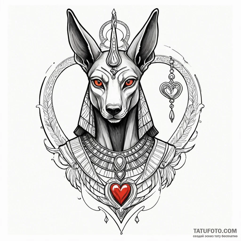 A neo-traditional portrait of anubis, the egy... - эскиз тату (№1750447247_1, 20.06.2025 19:20) — Tatufoto.com