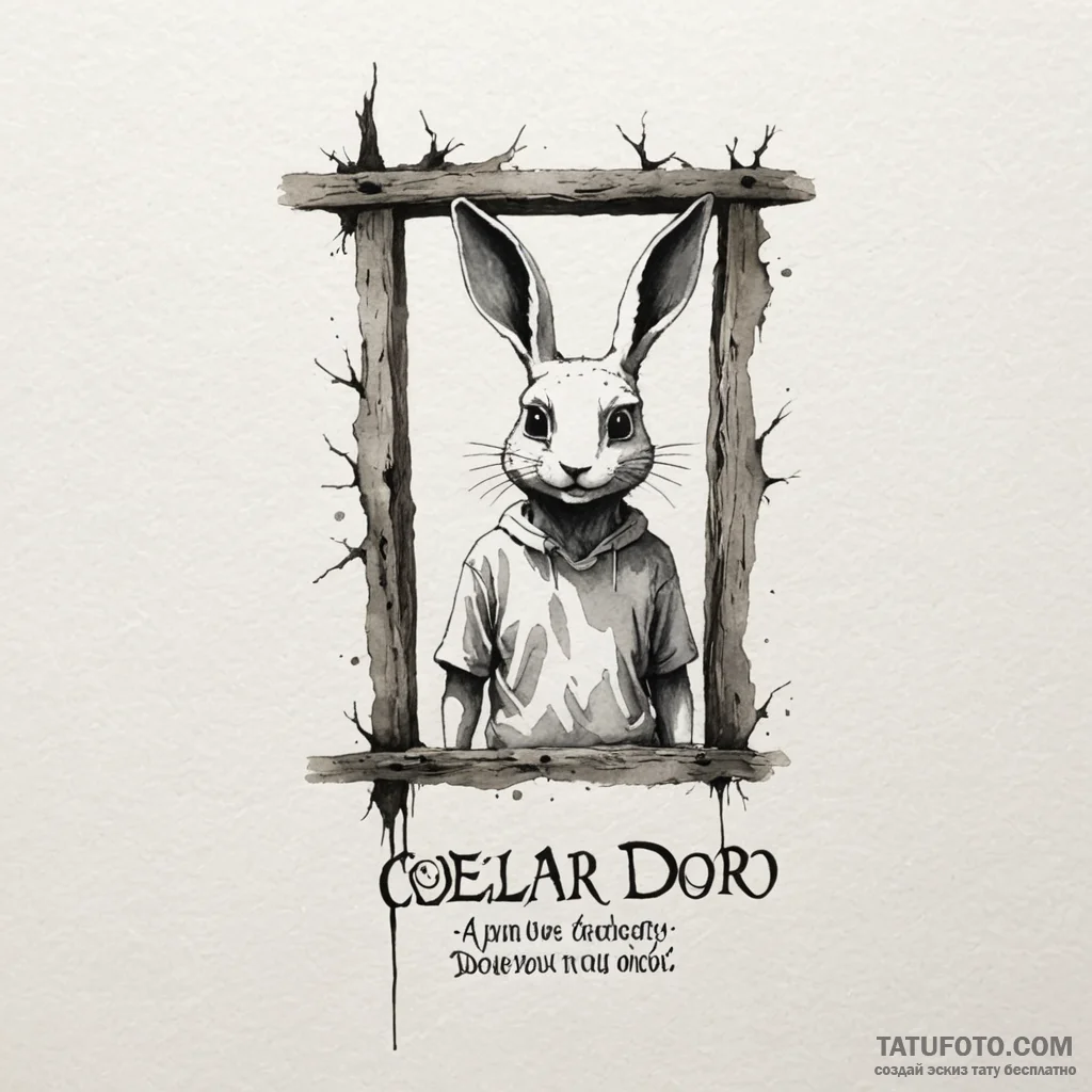 A watercolor sketch of the "cellar door" phra... - эскиз тату (№1750447897_1, 20.06.2025 19:31) — Tatufoto.com