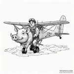 A graphic novel panel of porco rosso, the pig… — эскиз тату (№1750448141_1, 20.06.2025 19:35) — Tatufoto.com