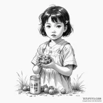 A sketch of the little girl setsuko from grav… — эскиз тату (№1750448809_0, 20.06.2025 19:46) — Tatufoto.com