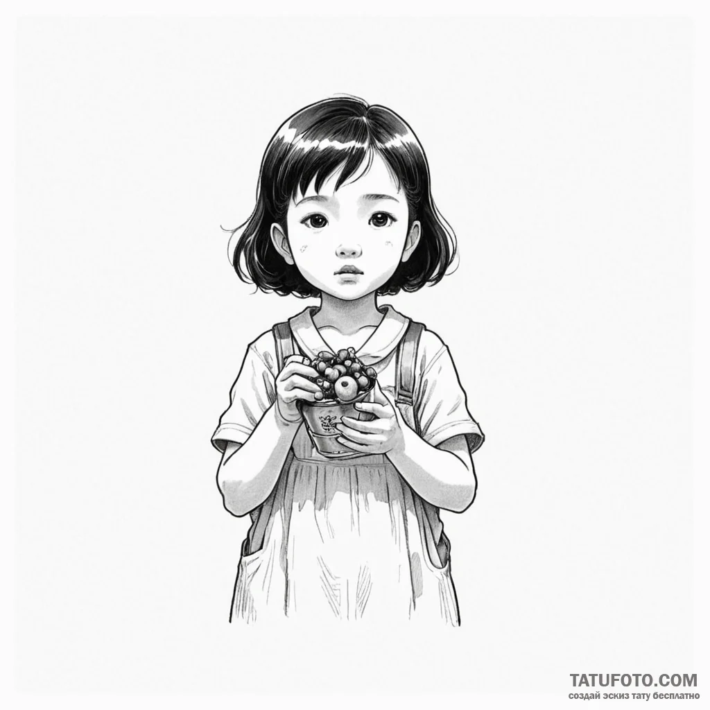 A sketch of the little girl setsuko from grav... - эскиз тату (№1750448809_1, 20.06.2025 19:46) — Tatufoto.com