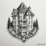 бумажный дом (money heist / la casa de papel) — эскиз тату (№1750448969_0, 20.06.2025 19:49) — Tatufoto.com