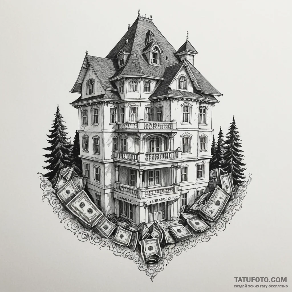 бумажный дом (money heist / la casa de papel) - эскиз тату (№1750448969_0, 20.06.2025 19:49) — Tatufoto.com