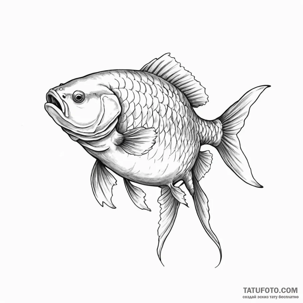 Crucian carp - эскиз тату (№1750449689_0, 20.06.2025 20:01) — Tatufoto.com