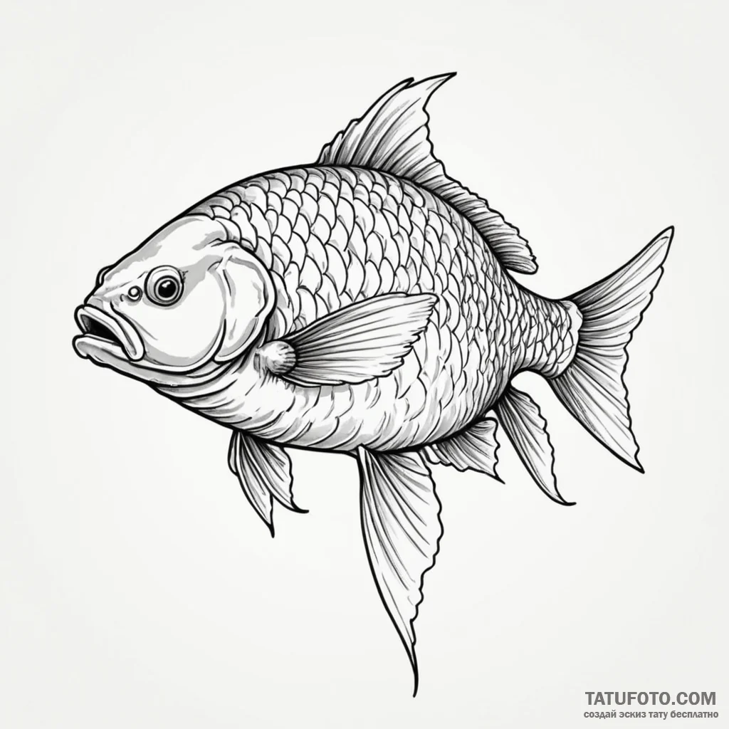 Crucian carp - эскиз тату (№1750449689_1, 20.06.2025 20:01) — Tatufoto.com