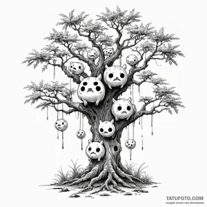 A sketch of the kodama (tree spirits) from pr... - эскиз тату (№1750449772_1, 20.06.2025 20:02) — Tatufoto.com