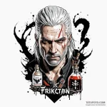 A trash polka tattoo of geralt of rivia, his… — эскиз тату (№1750449930_1, 20.06.2025 20:05) — Tatufoto.com