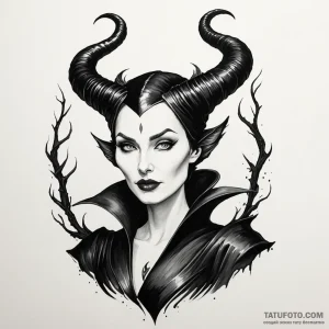 A neo-traditional portrait of maleficent from... - эскиз тату (№1750450590_1, 20.06.2025 20:16) — Tatufoto.com