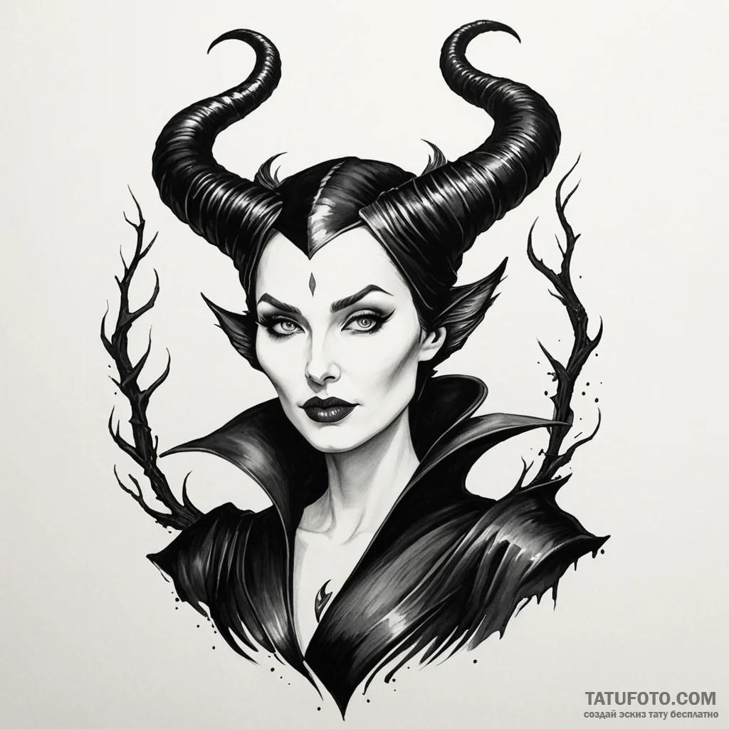 A neo-traditional portrait of maleficent from... - эскиз тату (№1750450590_1, 20.06.2025 20:16) — Tatufoto.com