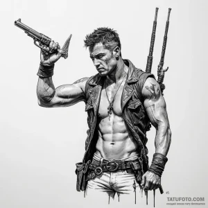 A linework tattoo of the war boys' "v8" salut... - эскиз тату (№1750450671_0, 20.06.2025 20:17) — Tatufoto.com