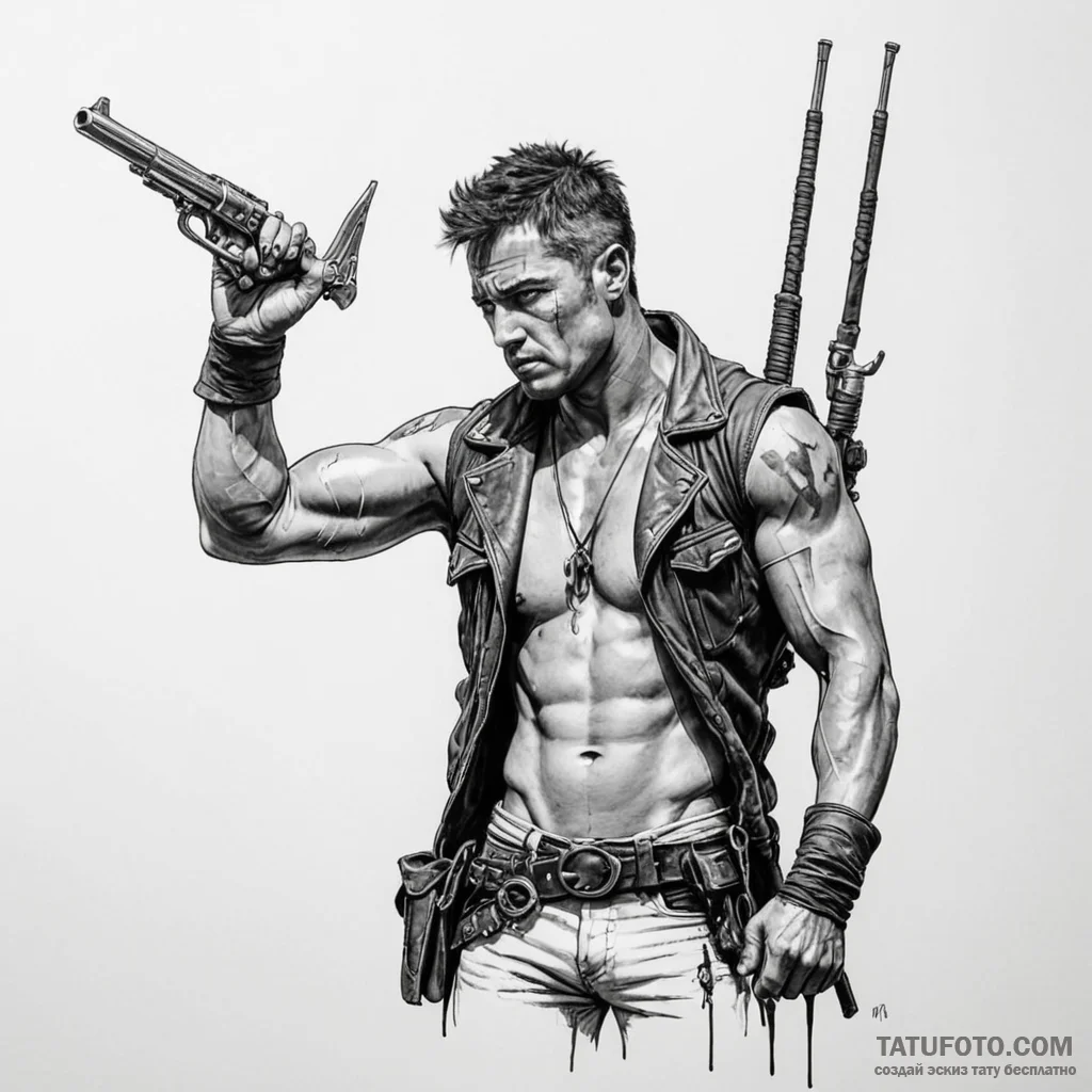 A linework tattoo of the war boys' "v8" salut... - эскиз тату (№1750450671_0, 20.06.2025 20:17) — Tatufoto.com