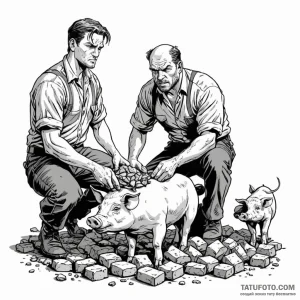 A graphic novel panel of brick top from snatc... - эскиз тату (№1750450759_1, 20.06.2025 20:19) — Tatufoto.com