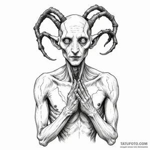 A sketch of the creature from pan's labyrinth... - эскиз тату (№1750450839_0, 20.06.2025 20:20) — Tatufoto.com