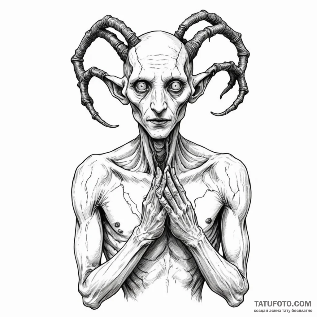 A sketch of the creature from pan's labyrinth... - эскиз тату (№1750450839_0, 20.06.2025 20:20) — Tatufoto.com