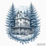 A sketch of the house of blue leaves, before… — эскиз тату (№1750451477_0, 20.06.2025 20:31) — Tatufoto.com