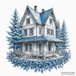 A sketch of the house of blue leaves, before… — эскиз тату (№1750451477_1, 20.06.2025 20:31) — Tatufoto.com