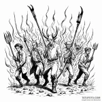 A graphic novel panel of a mob with torches a… — эскиз тату (№1750451637_1, 20.06.2025 20:33) — Tatufoto.com